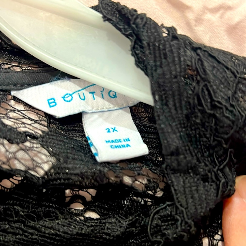 Black top with lace top.
